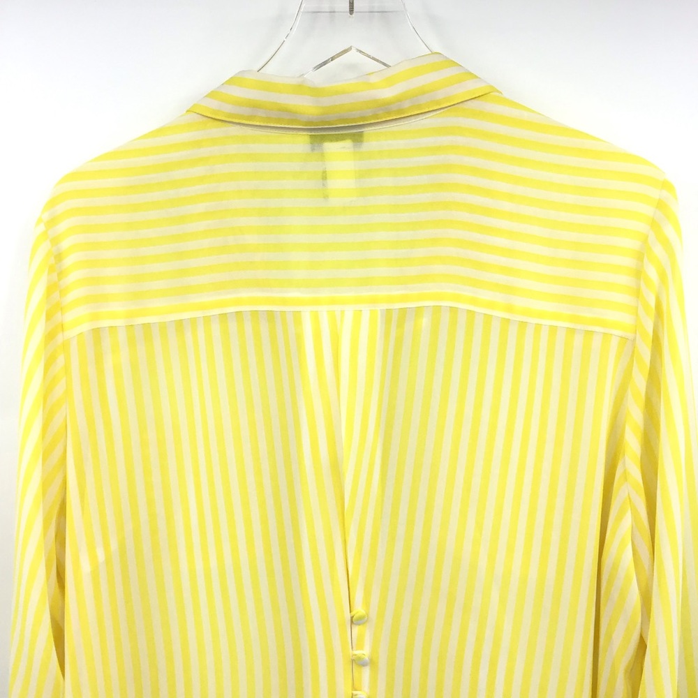 Torrid Yellow White Stripe Button Down Semi Sheet Shirt - Picture 6 of 14